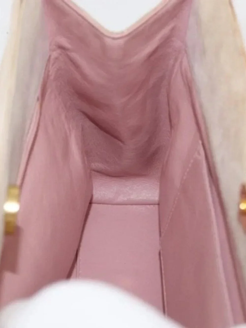 CHANEL Hand Bag Suede Pink Gold CC Auth BAZ810A